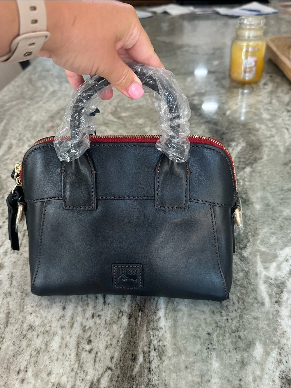 Dooney & Bourke Mini Cameron Crossbody Black Florentine Leather Satchel New